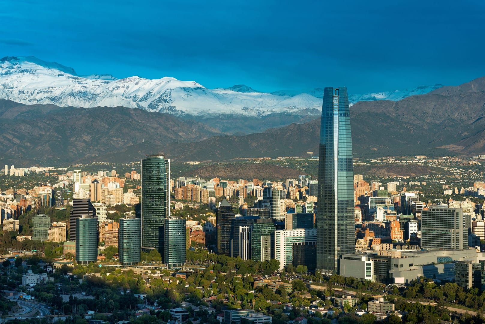 Skyline,Of,Santiago,De,Chile,With,Modern,Office,Buildings,At